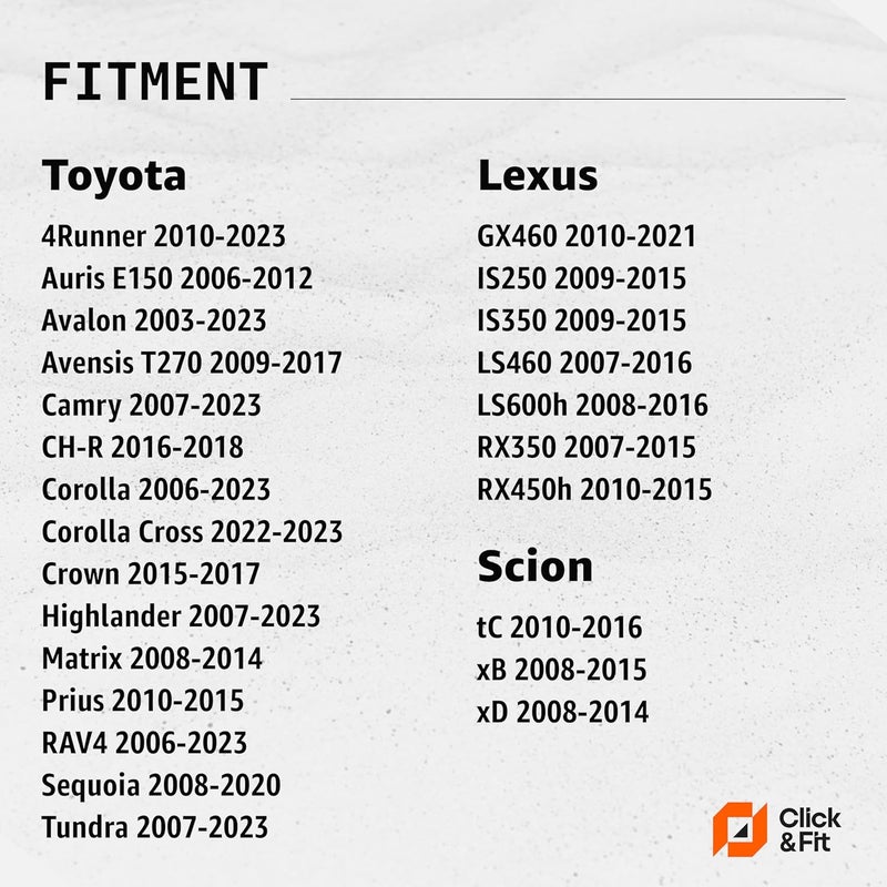 Click&Fit فوهات غسيل الزجاج الأمامي متوافقة مع تويوتا 2007-2023 كامري كورولا RAV4 هايلاندر توندر، لكزس RX350 IS250 GX460 – رشاشات غسيل المساحات تستبدل 85381-12300، (مروحة، 2 قطعة) - Image 2